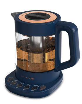 Vianté electric kettle with infuser for loose leaf tea brewing.