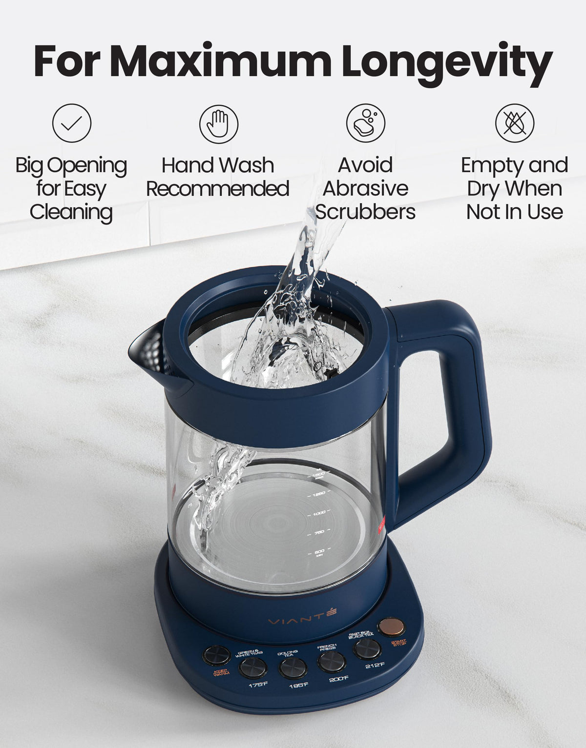 Vianté iced tea brewer function ideal for cold beverages.