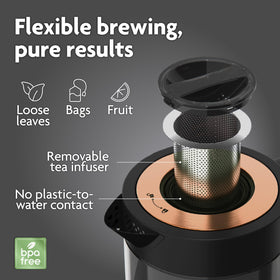 Vianté kettle clear glass highlights clean lines and easy monitoring