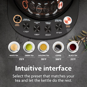Vianté kettle control dial enables easy temperature selection for brews