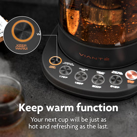 Vianté keep-warm function maintains heat for sipping