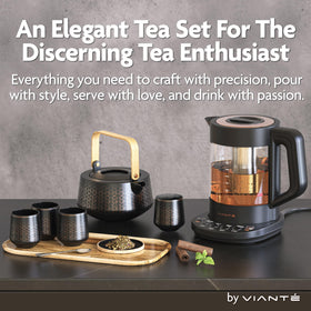 Vianté luxury tea set infuser-friendly kettle ready for loose-leaf tea brewing.
