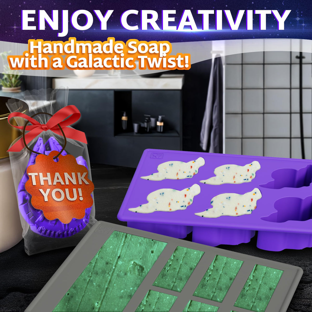 Vibrant Kitchen cosmic ice cubes enhance cups with a spacey look