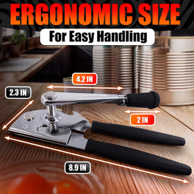 Vibrant Kitchen heavy-duty can opener side handle reduces effort during daily prep.