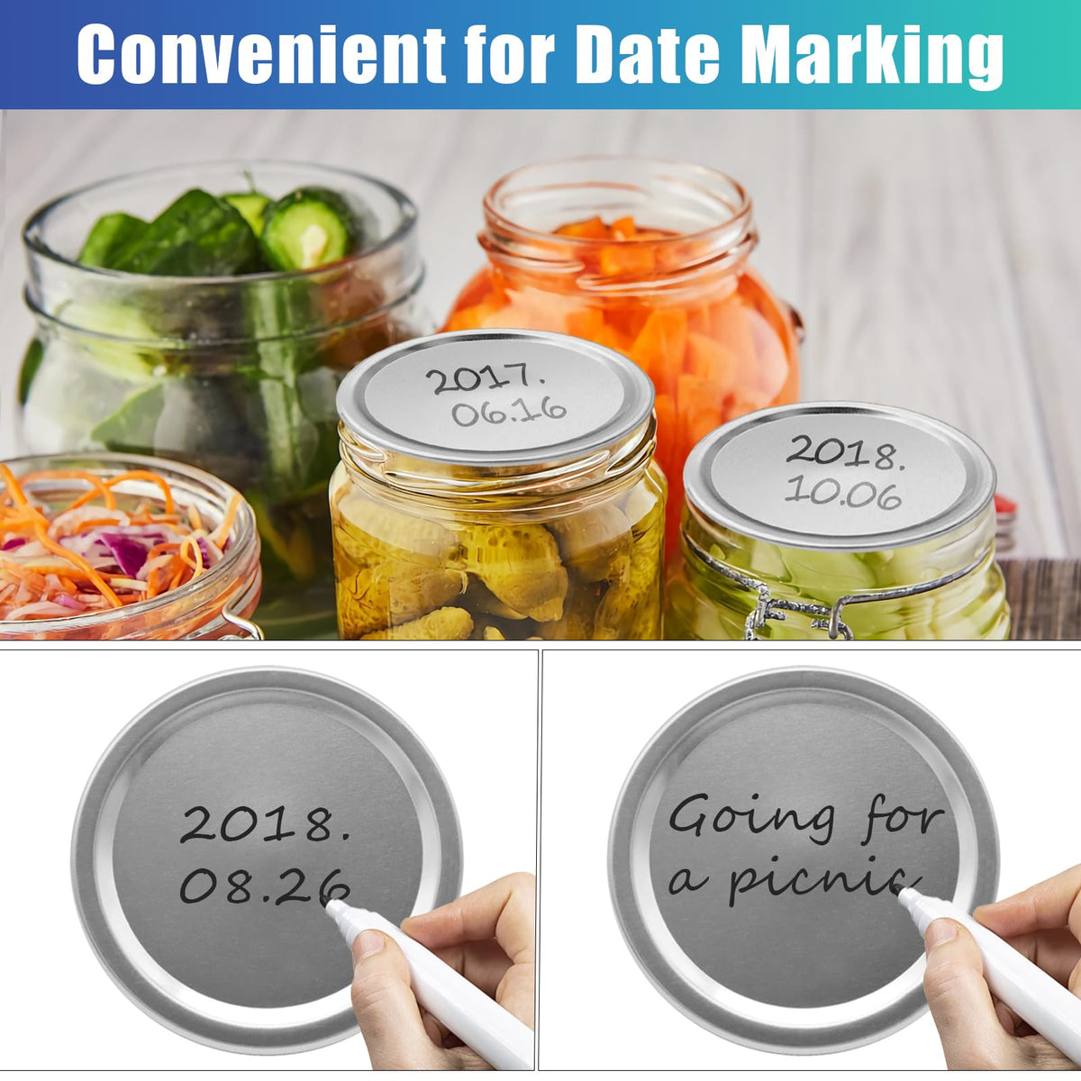 VIBRATITE universal 70mm lids fit most canning jars for storage
