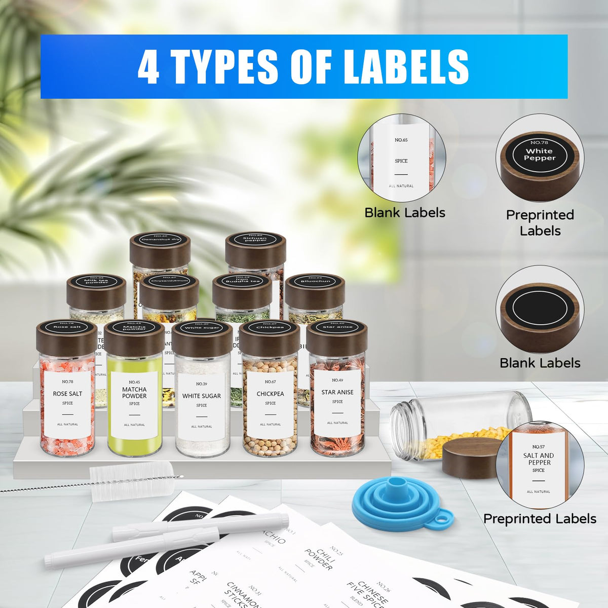 VIBRATITE labels and pens photo for quick labeling of spice jars