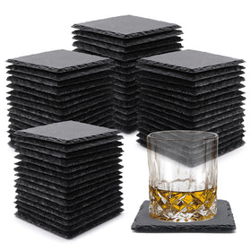 VIBRATITE slate coaster 4-inch square black protects surfaces stylishly.