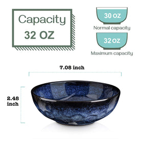 Vicrays blue fluted ceramic bowl suitable for hot soups