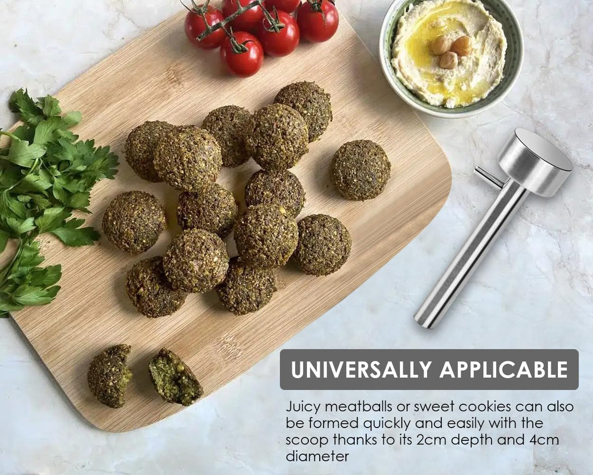 Victhur falafel scoop expands use to meatballs and other small portions.