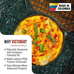 Victoria 8-Inch Skillet handle grip with long curved handle for comfortable control