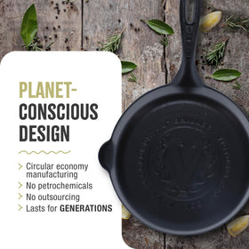 Victoria 8-Inch Skillet heat distribution highlighting even cooking across the pan