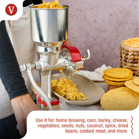 Victoria grain mill shows adjustable coarseness for versatile milling textures