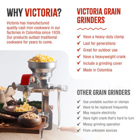 Victoria multi-use grinder handles grains, nuts, seeds, and more.