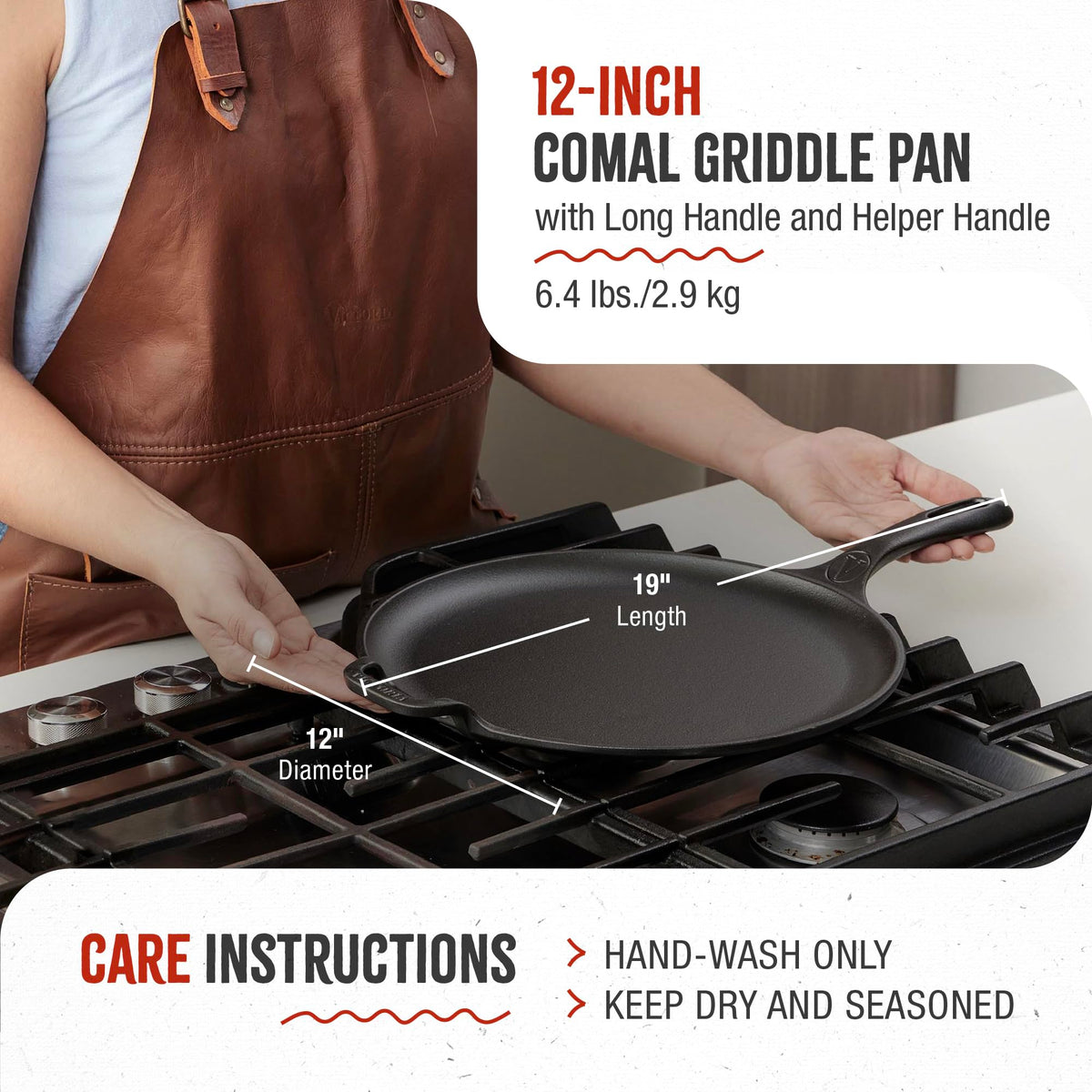 Versatile Victoria pan for gas, electric, induction, oven, or campfire use.