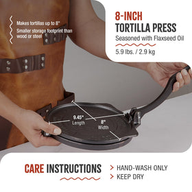 Victoria press includes extra screw for consistent tortilla thickness.