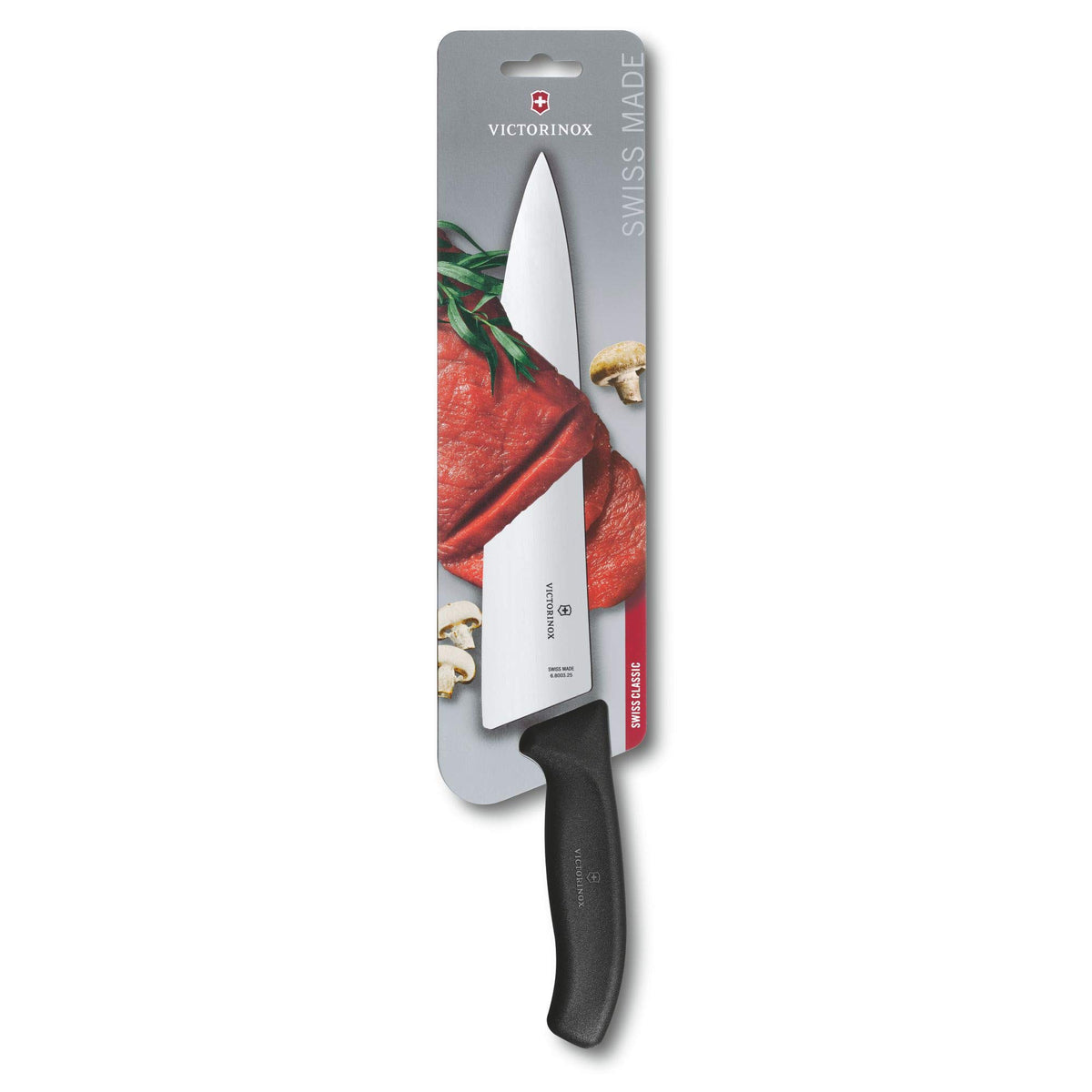 Victorinox Chef Knife dishwasher-safe label demonstrates easy cleanup after cooking