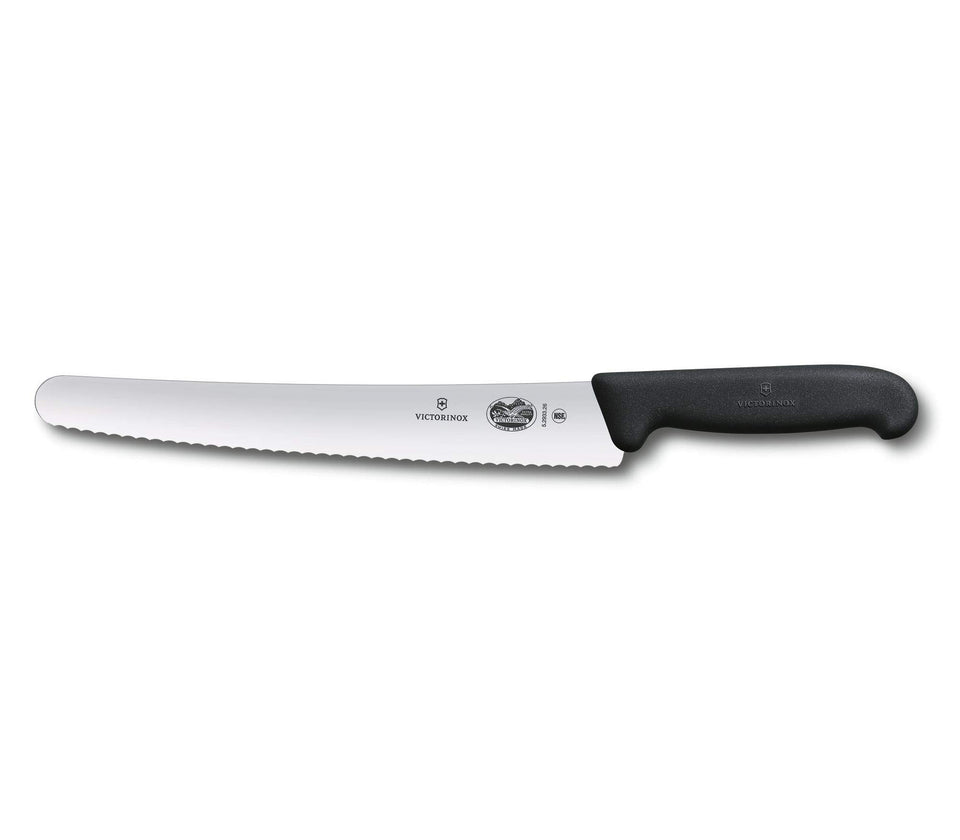 Victorinox Fibrox 10.25-inch bread knife with serrated edge for clean, even slices.