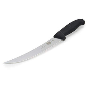 Victorinox Fibrox 8-Inch Curved Breaking Knife ergonomic handle, non-slip grip during wet prep.