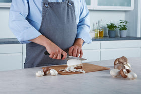Balanced weight enhances control for precise mincing and slicing.