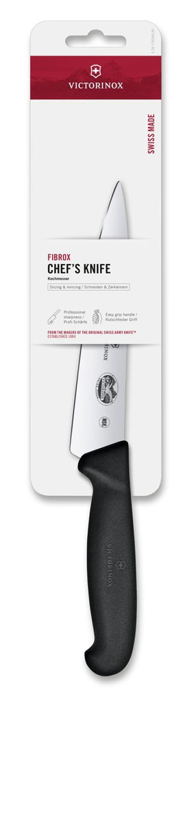 Victorinox Fibrox ergonomic grip minimizes wrist tension during prep.