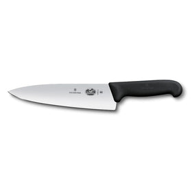 Victorinox Fibrox Pro knife blade close-up showing sharp stainless steel for precise slicing.