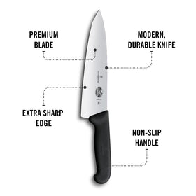 Victorinox Fibrox Pro blade with Swiss Made insignia signaling quality.
