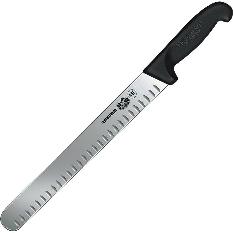 Victorinox Fibrox Pro 12-inch slicing knife with Granton blade for smooth meat separation