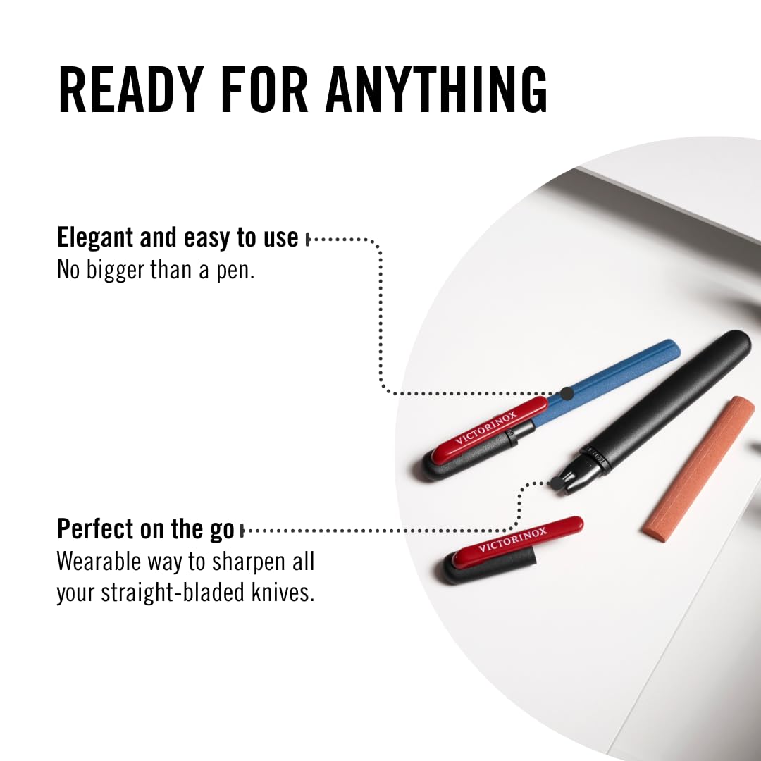 Sleek black finish on the Victorinox pocket knife sharpener for everyday carry.