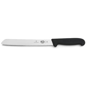Victorinox Swiss Army 8-inch serrated bread knife with Fibrox handle enables precise, crumb-free bread slices.