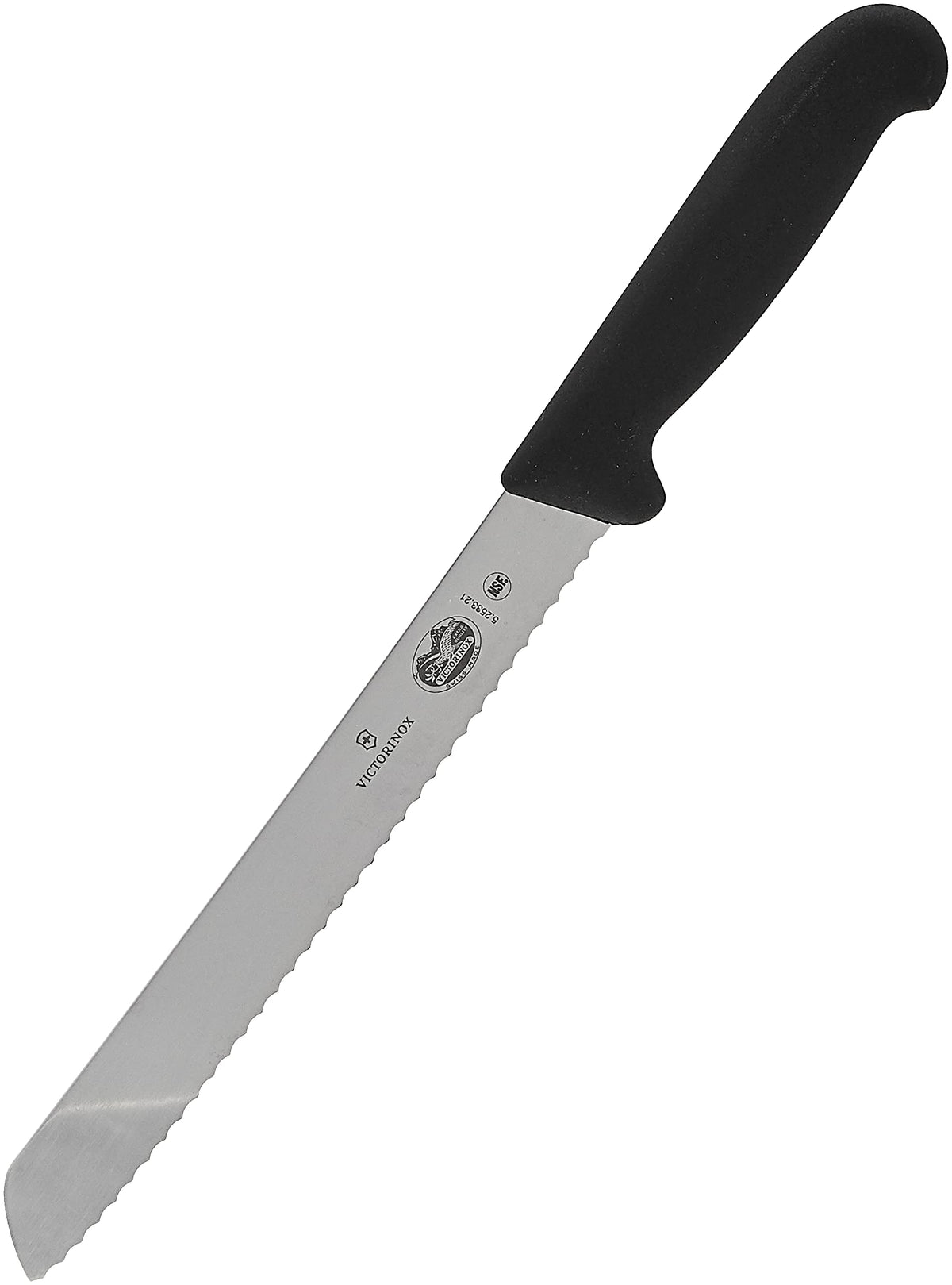 Victorinox Fibrox ergonomic handle promotes comfortable use for daily bread slicing.