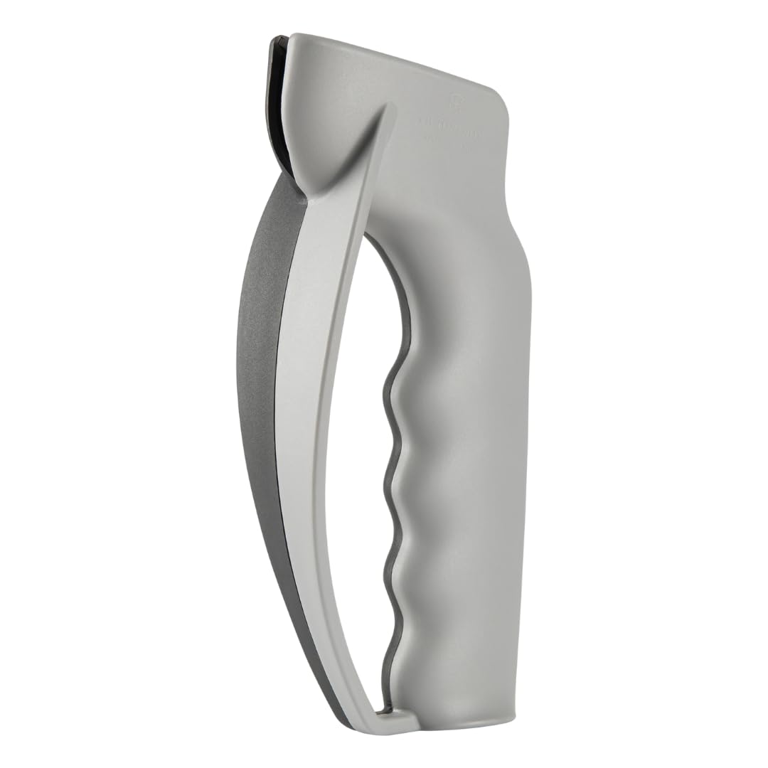 Victorinox Swiss Army handheld knife sharpener front view showing ergonomic grip and compact design.