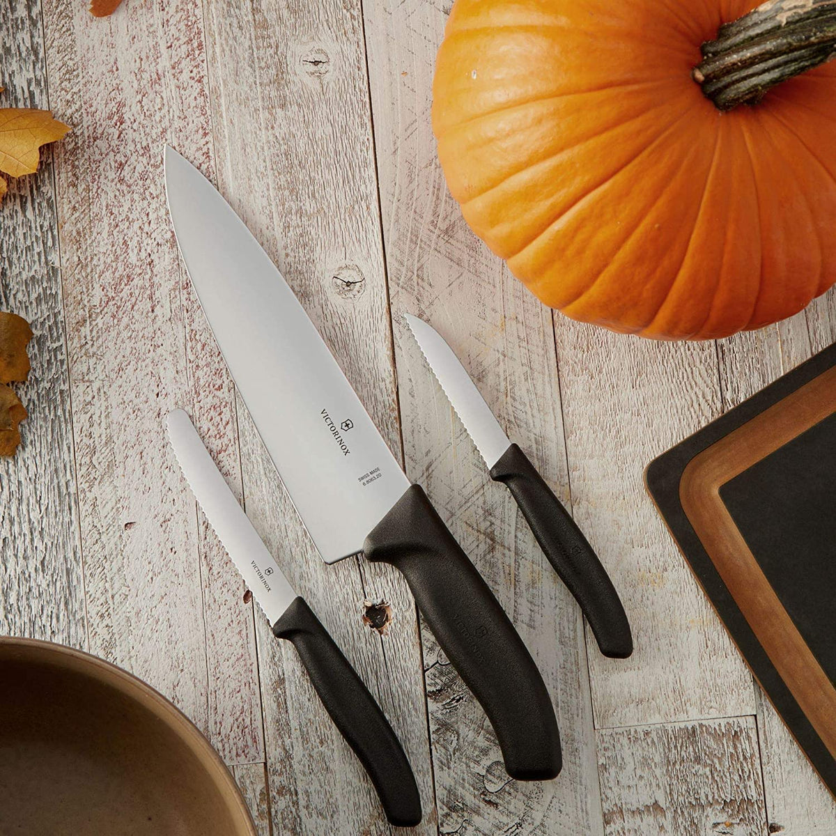 Victorinox Swiss Classic knife on cutting board during prep for stable slicing