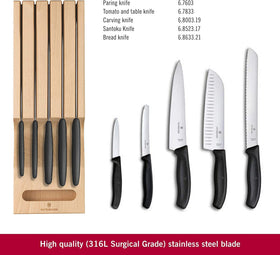 Victorinox Swiss Classic carving knife in the drawer for effortless meat and roast prep.