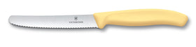 Victorinox Swiss Classic 11 cm blade closeup shows a sharp wavy edge.