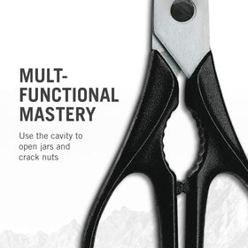 Jar-lid cavity feature on Victorinox shears helps loosen lids with ease.