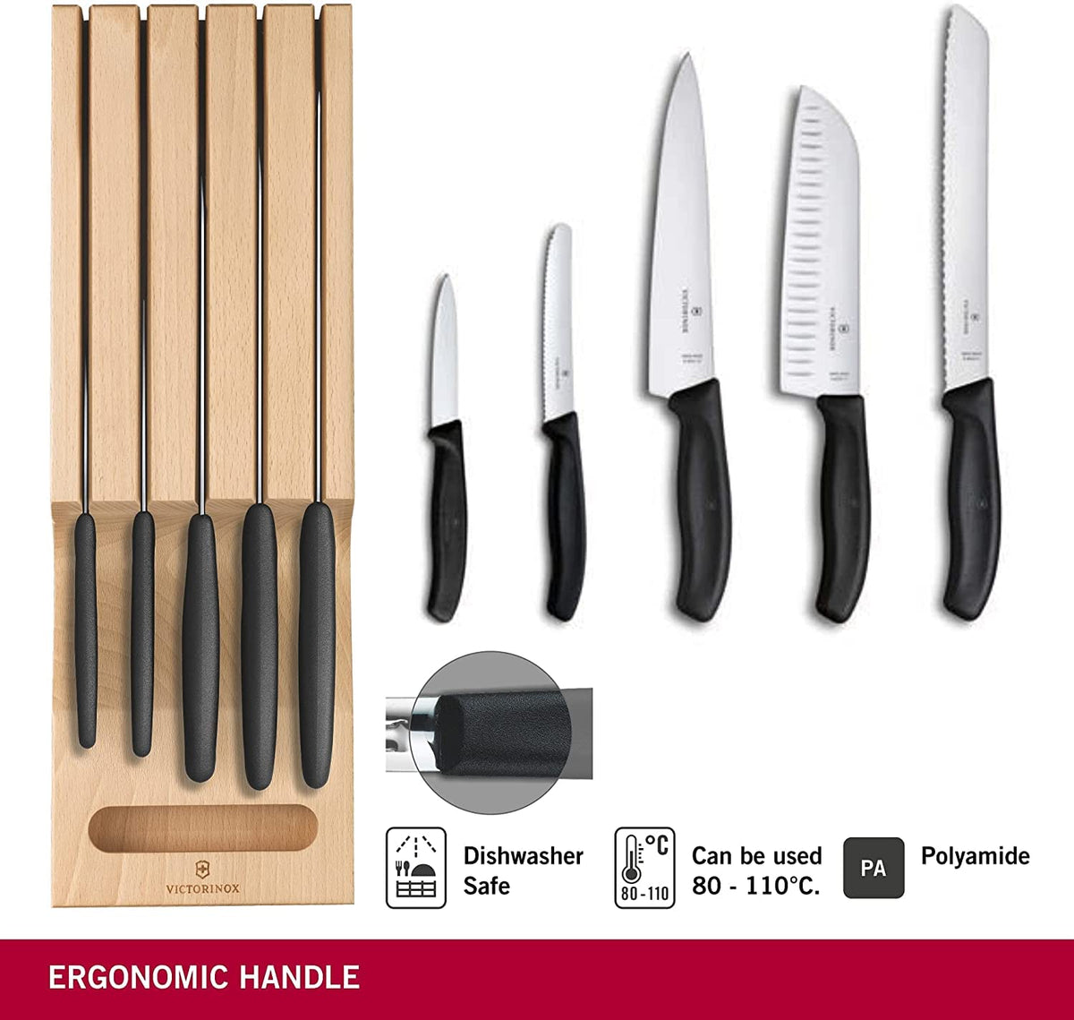 Victorinox Swiss Classic paring knife in the beechwood organizer for small-task precision.
