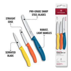 Victorinox Swiss Classic paring knife with blue handle for comfortable grip.