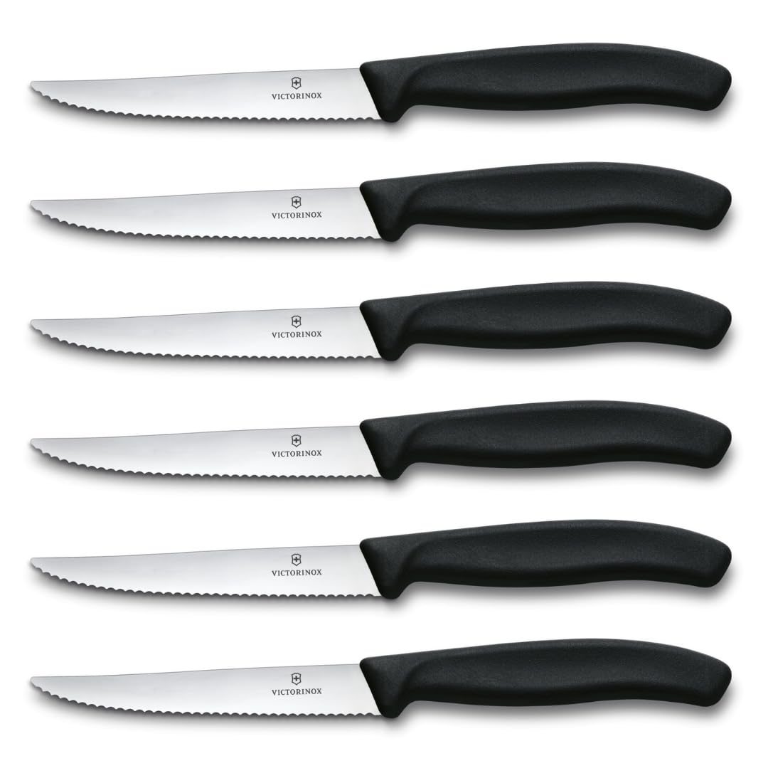 Victorinox Swiss Classic steak knife set on table for effortless entertaining.