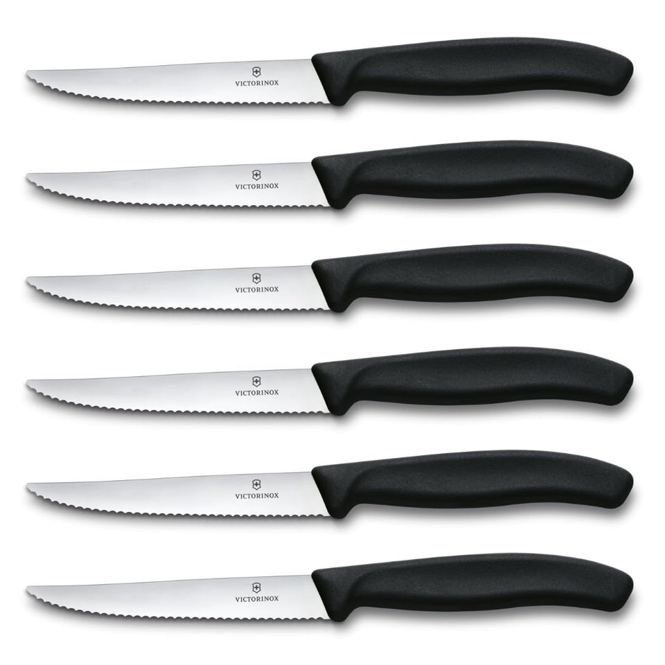 Victorinox Swiss Classic steak knife set on table for effortless entertaining.
