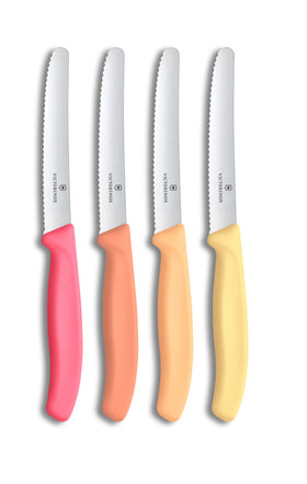 Victorinox Swiss Classic tomato-bread knife set with blush handles enables precise slicing.
