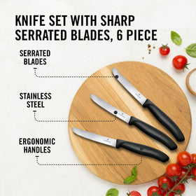 Ergonomic black-handled table knife designed for comfortable use.