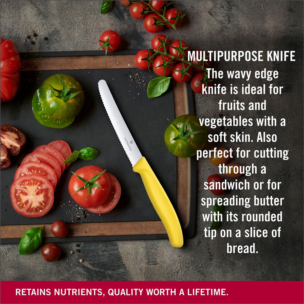 Victorinox VIC-6.7836.L118 serrated round blade ideal for quick cutting tasks.