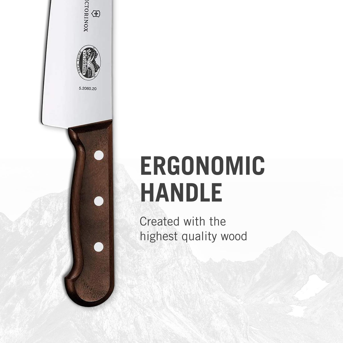 Victorinox Wood 8-Inch Chef's Knife extra-wide blade for stability