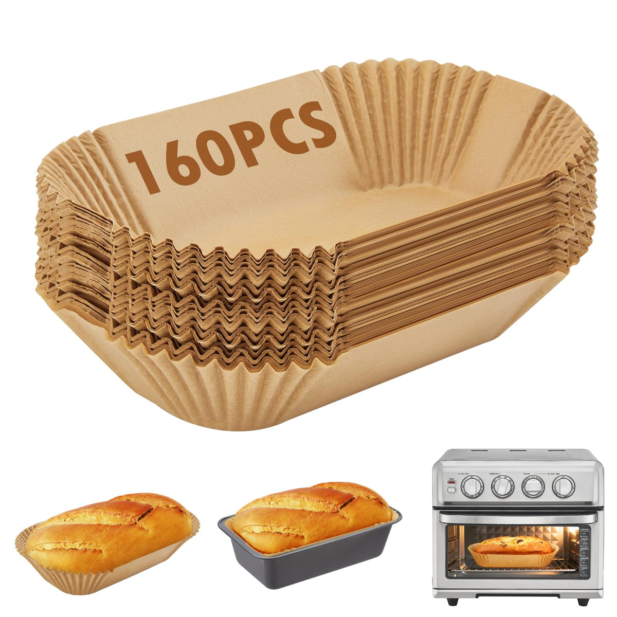 Victoyaw loaf pan liners pack 160pcs for easy releasing batter and quick cleanup.