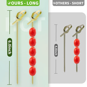 Vicuna R appetizer kebabs with knot-top skewers for parties