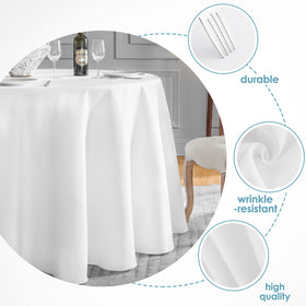 VidaFete white tablecloth protecting a dining table during a meal.