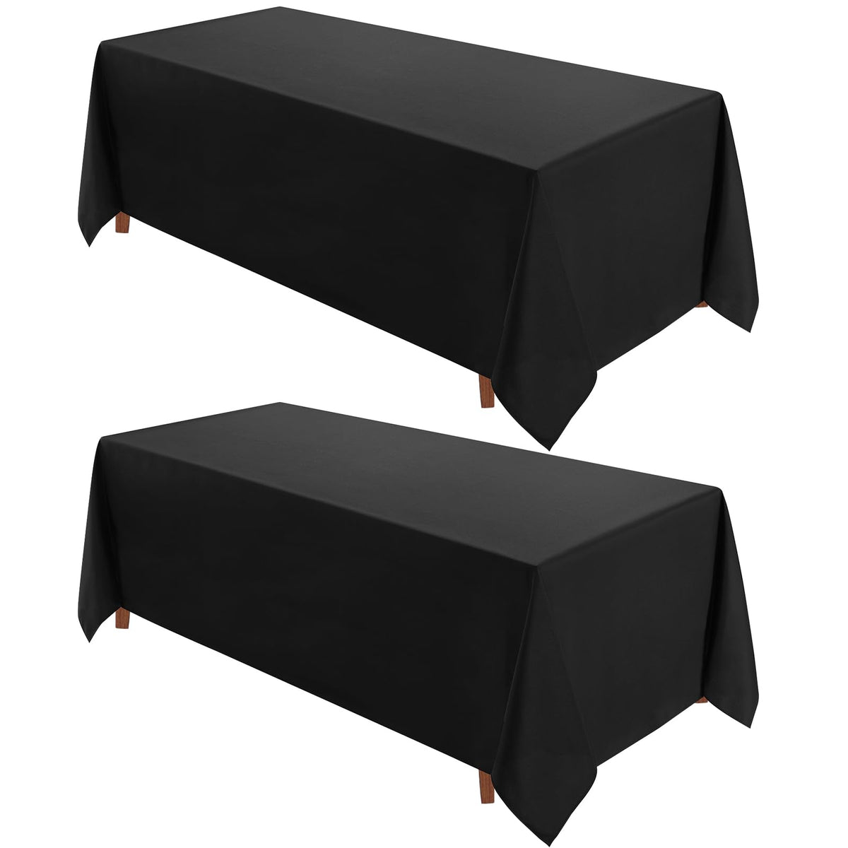 VidaFete 90x156 black tablecloth in a two-pack for events.