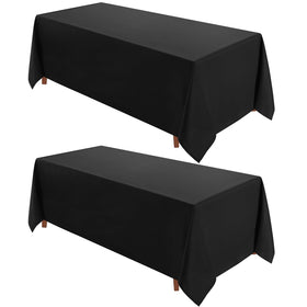 VidaFete 90x156 black tablecloth in a two-pack for events.