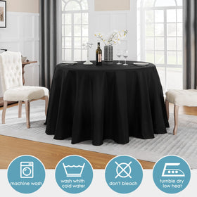 VidaFete black tablecloth enhances wedding or party decor with a clean drape