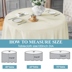VidaFete ivory tablecloth care guide: machine wash cold, easy upkeep.